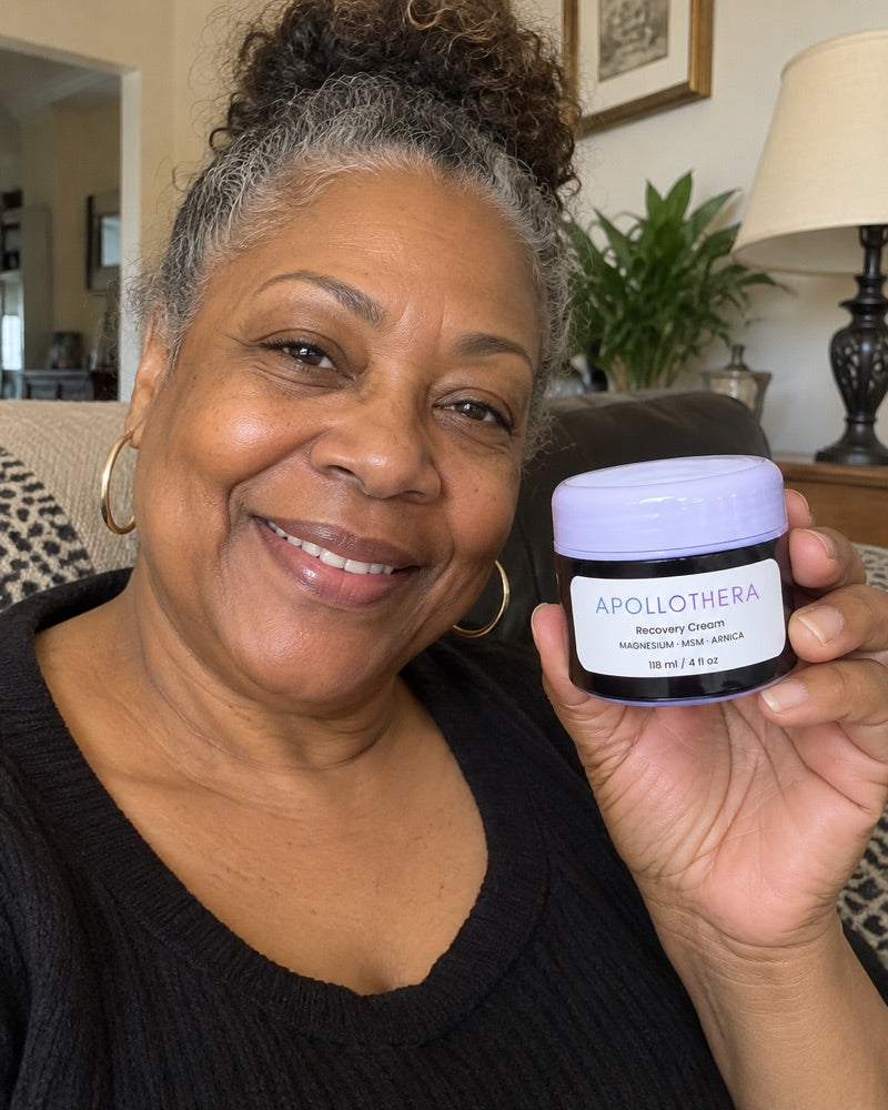 Melissa holding ApolloThera Recovery Cream