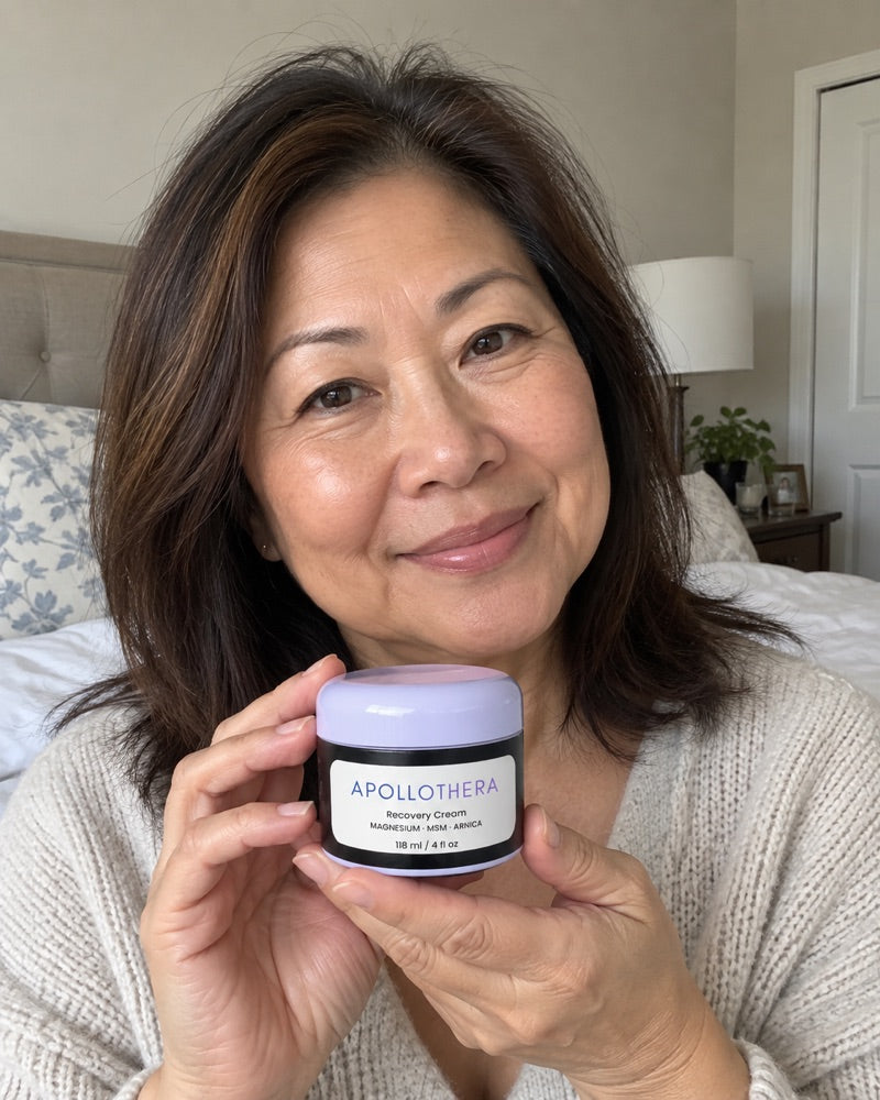 Diane holding ApolloThera Recovery Cream