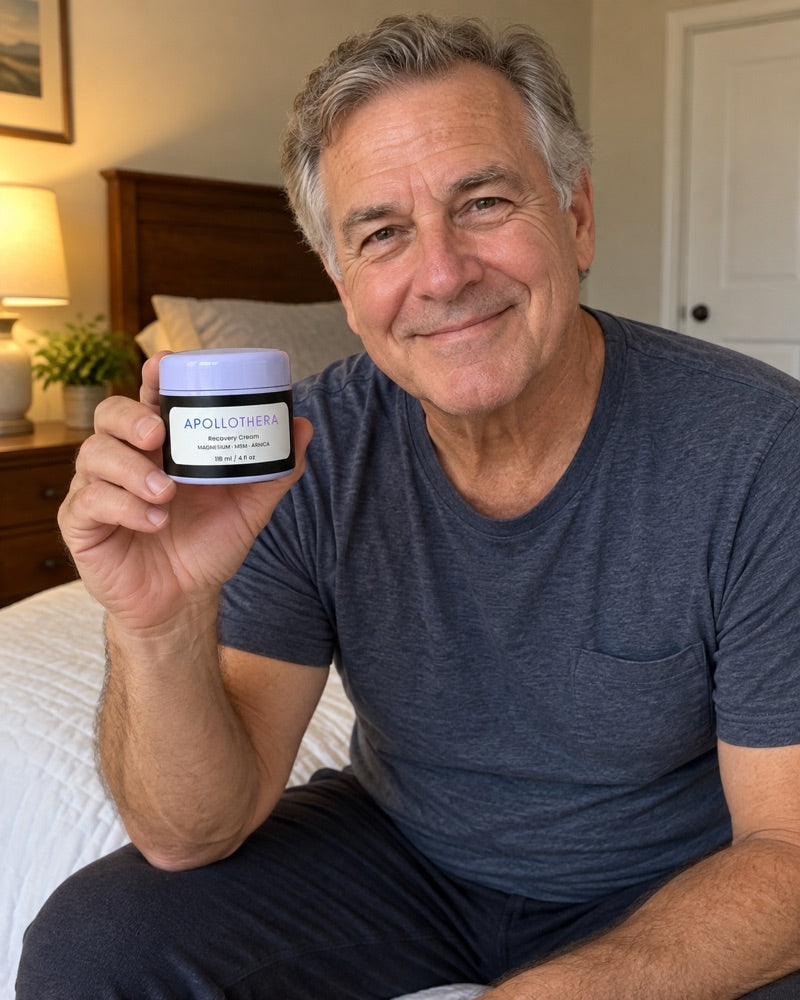 Mark holding ApolloThera Recovery Cream